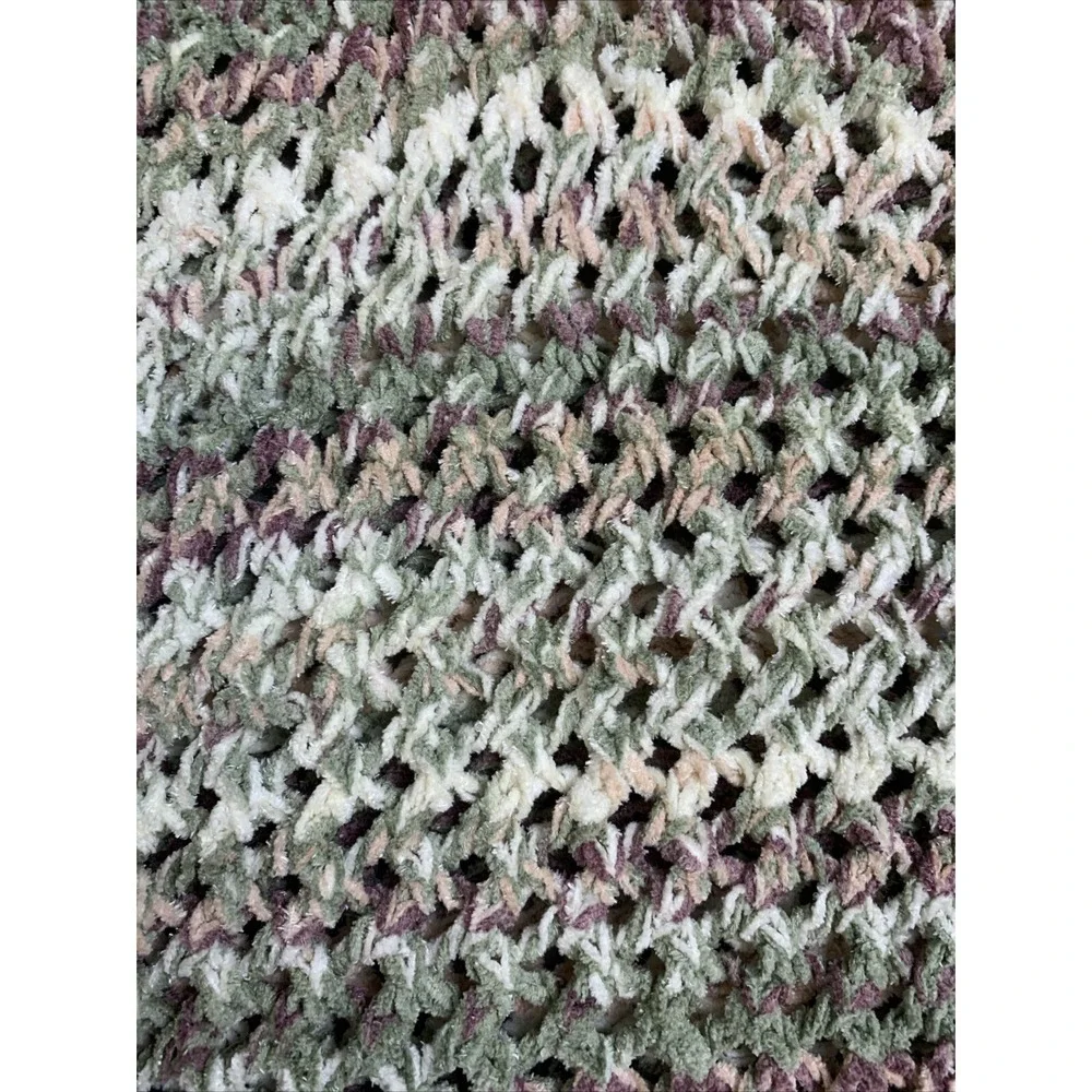 MOD Lusive Sweater Womens Large Purple Green Striped Chunky Knit Pullover V Neck